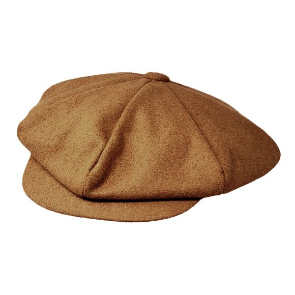 Solid Wool Newsboy Tan Hat - Picture 2 of 2